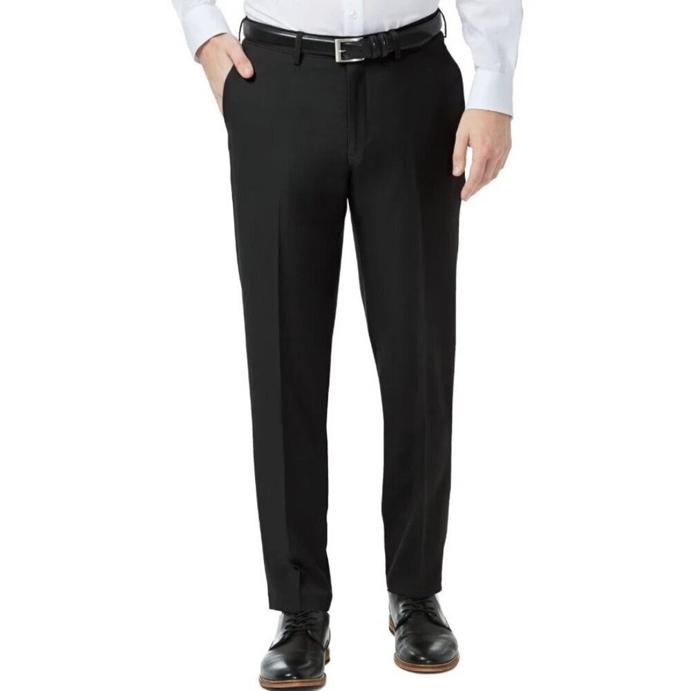 Haggar Men's Size 40x29 Black Dress Pants Straight Fit Polyester Blend G1891
